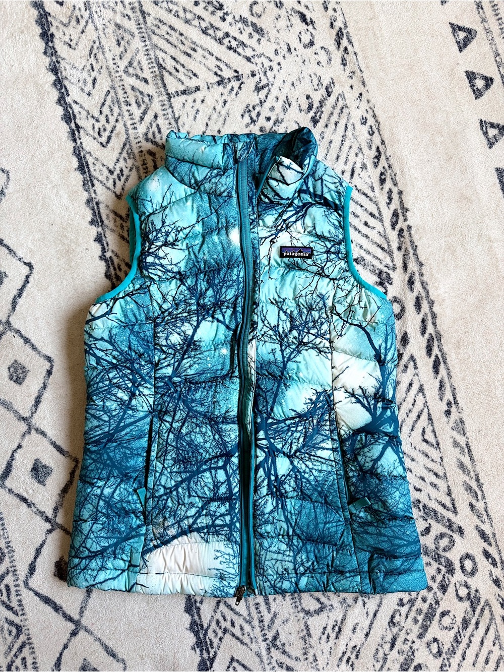 Patagonia girls youth down Puffer Jacket vest printed sz L 12yo